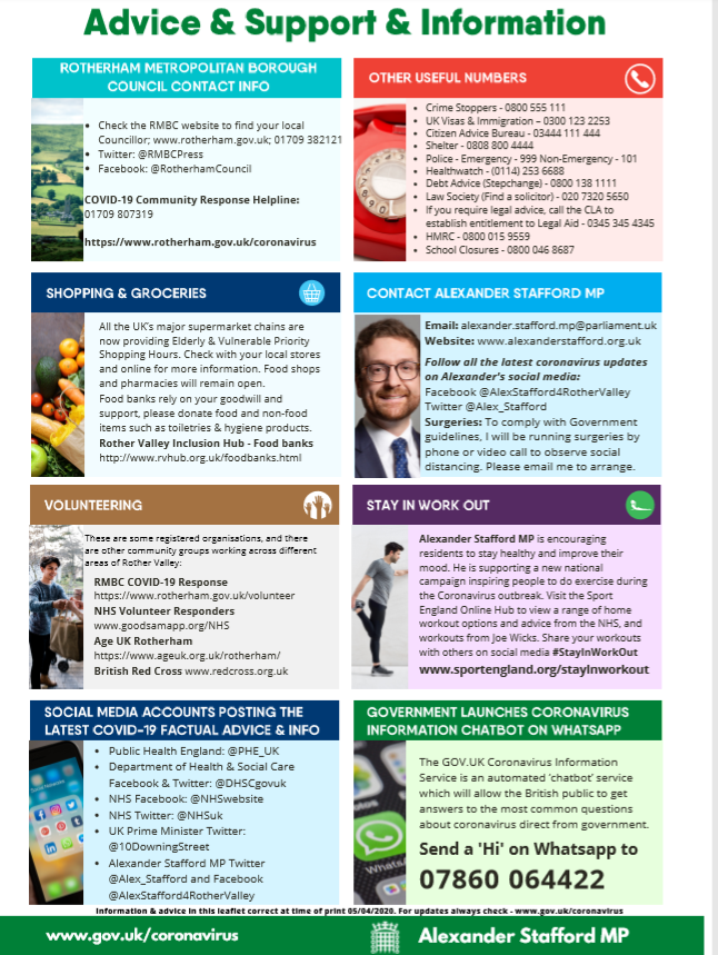 Page three of coronavirus advice leaflet