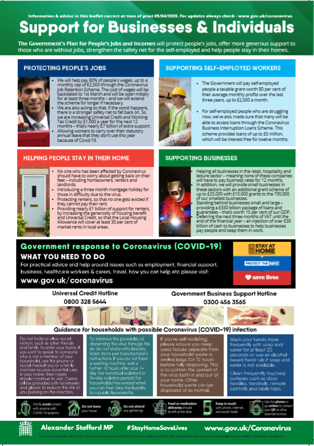 Page four of the coronavirus advice leaflet