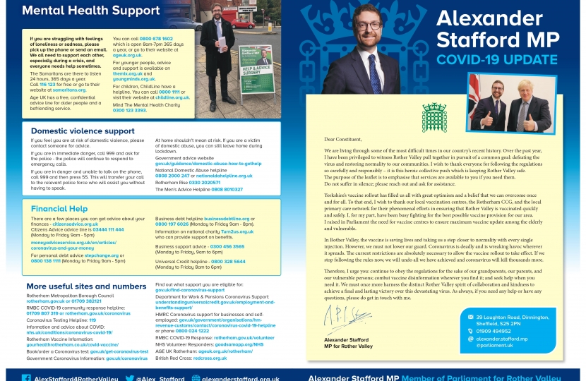 Alexander Stafford COVID leaflet