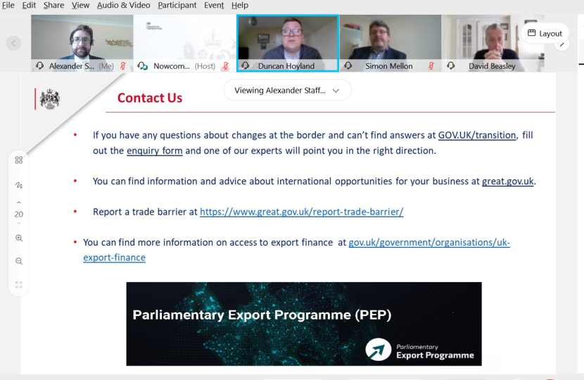 Alexander hosting the first Parliamentary Export Programme event 