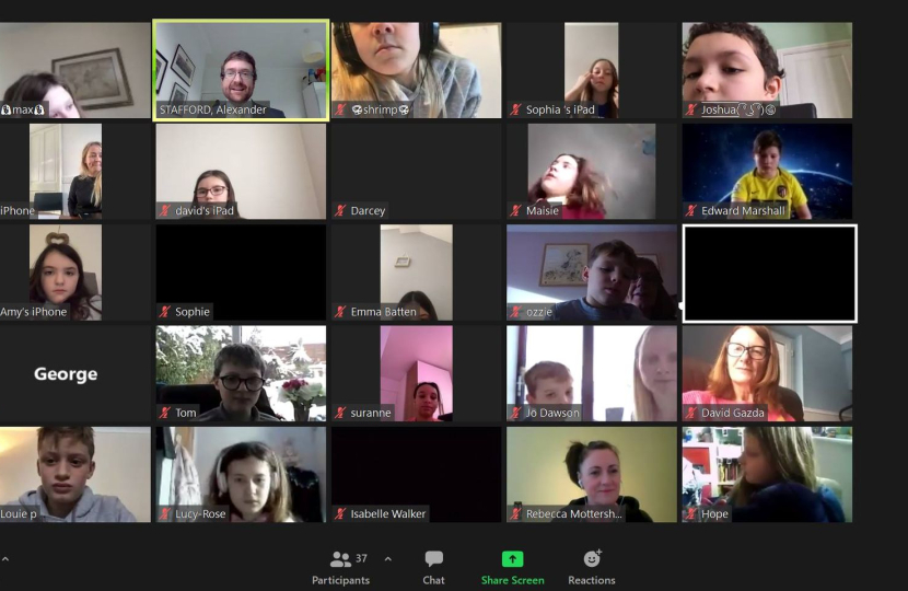 Alexander on his Zoom-hosted Schooling with Stafford event