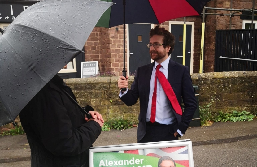 Alexander Stafford speaks to residents at a street surgery in Treeton