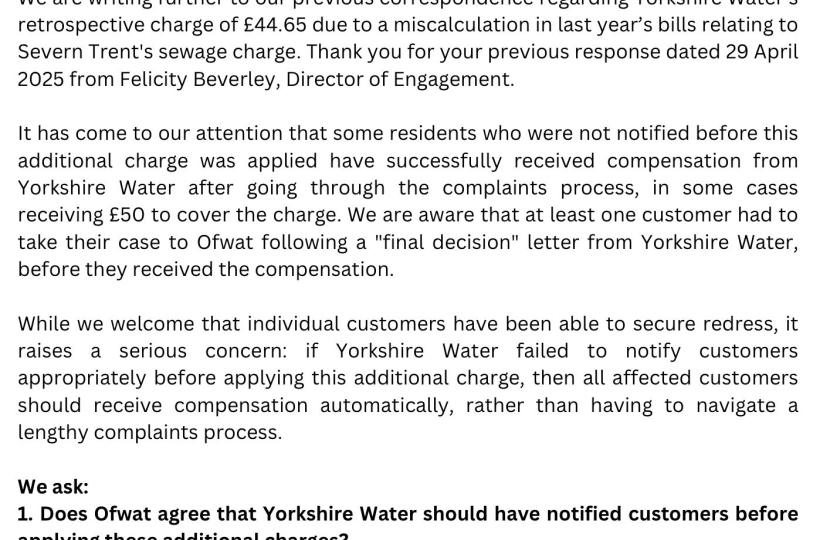 Letter to Ofwat Page 1