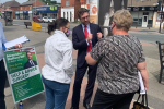 Alexander Stafford speaking to residents on Maltby High Street during his Street Surgery