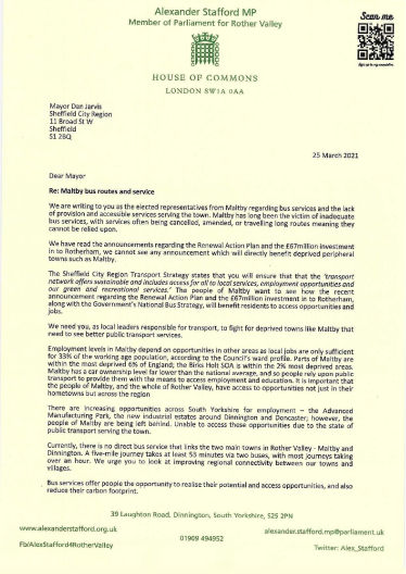 Letter to Dan Jarvis page 1