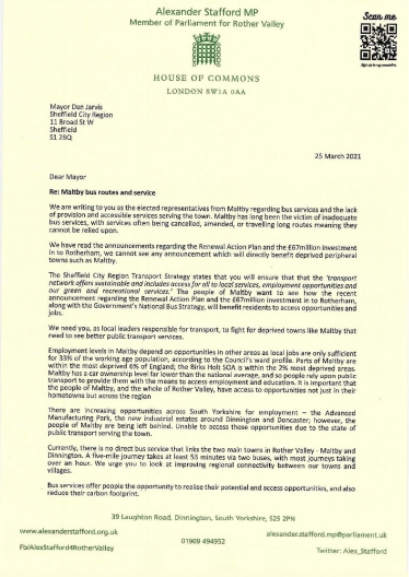 Letter to Dan Jarvis page 1