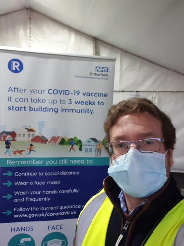 Alexander at a COVID testing centre