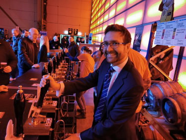 Alexander Stafford MP pulls a pint at Rotherham Real Ale Festival