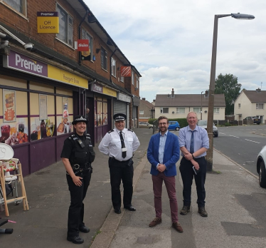 Alexander Stafford on patrol with police in front of Rosegarth Avenue, Swallownest