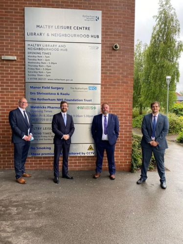 Alexander Stafford MP with Maltby Cllrs at Leisure Centre
