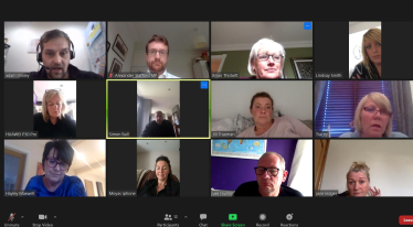 Alexander on a webcall with Maltby businesses and councillors