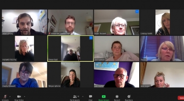 Alexander on a webcall with Maltby businesses and councillors