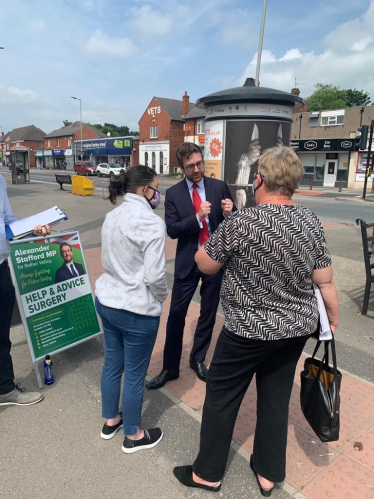 Alexander Stafford speaking to residents on Maltby High Street during his Street Surgery