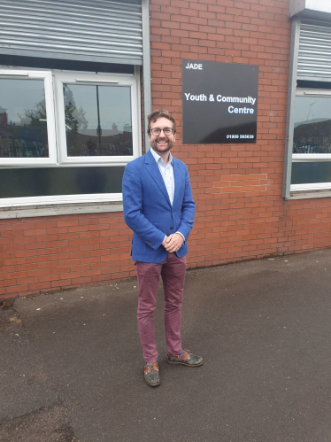 Alexander Stafford MP outside JADE Youth Centre in Dinnington