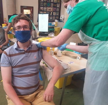 Alexander Stafford MP receives his second dose of the Pfizer COVID vaccine