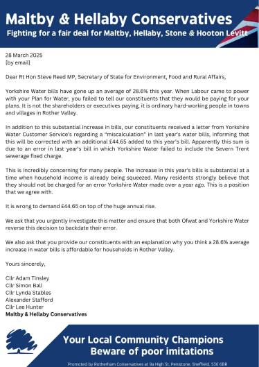 Letter to the Secretary of State