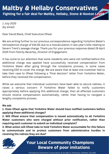 Letter to Ofwat Page 1